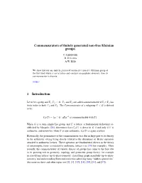 Commensurators of Finitely Generated Non-Free Kleinian Groups. 1