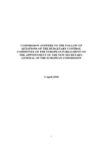 Commission Answers to the Follow