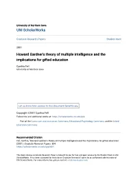 Howard Gardner's Theory of Multiple Intelligence and the Implications for Gifted Education