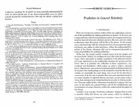 Predictiun in General Relativity Notes L