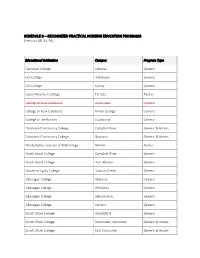 SCHEDULE B – RECOGNIZED PRACTICAL NURSING EDUCATION PROGRAMS (Sections 88, 91, 93) ______