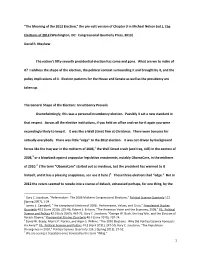 The Meaning of the 2012 Election,” the Pre-Edit Version of Chapter 9 in Michael Nelson (Ed.), The