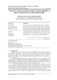 The Rasch-Rating Scale Model to Identify Learning Difficulties of Physics Students Based on Self-Regulation Skills