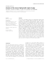 Analysis of the Mouse High-Growth Region in Pigs A.M