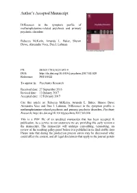 Differences in the Symptom Profile of Methamphetamine-Related Psychosis and Primary Psychotic Disorders