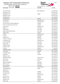 Highways and Transportation Department Page 1 List Produced Under Section 36 of the Highways Act