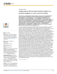 Lung Cancer and Socioeconomic Status in a Pooled Analysis of Case-Control Studies