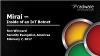 Mirai – Inside of an Iot Botnet