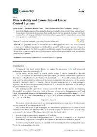Observability and Symmetries of Linear Control Systems
