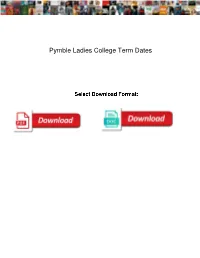 Pymble Ladies College Term Dates