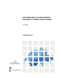 The Significance of Global Resource Availability to Swiss Competitiveness