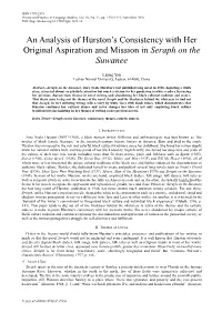 An Analysis of Hurston's Consistency with Her Original Aspiration And