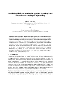 Localising Nations, Saving Languages: Moving from Unicode to Language Engineering