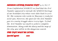 MISSION: SAVING FAMOUS TAFT (4 Ct, B.C.) !!