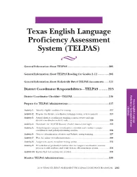 Texas English Language Proficiency Assessment System (TELPAS) 