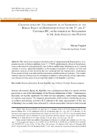 Coloniam Deducere. Colonisation As An