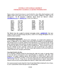 Emergency Closure Information 2012