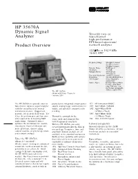 HP 35670A Dynamic Signal Analyzer Product Overview
