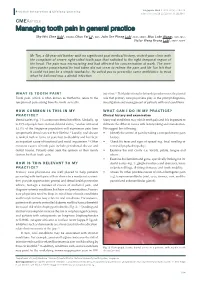 Managing Tooth Pain in General Practice