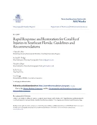 Rapid Response and Restoration for Coral Reef Injuries In