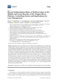 Recent Sedimentation Rates of Shallow Lakes in the Middle and Lower Reaches of the Yangtze River: Patterns, Controlling Factors and Implications for Lake Management