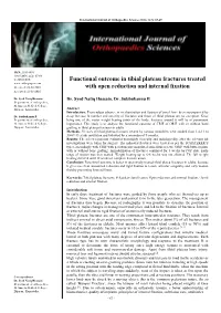 Functional Outcome in Tibial Plateau Fractures Treated with Open Reduction and Internal Fixation