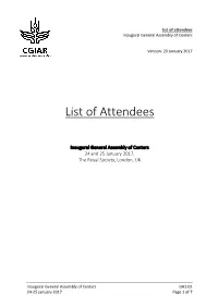 List of Attendees Inaugural General Assembly of Centers