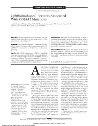 Ophthalmological Features Associated with COL4A1 Mutations