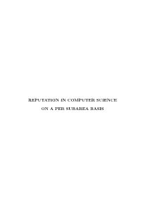 Reputation in Computer Science on a Per Subarea Basis / Alberto Hideki Ueda