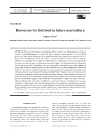 Resources for Fish Feed in Future Mariculture