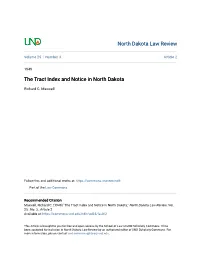 The Tract Index and Notice in North Dakota