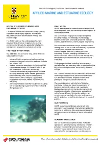 Applied Marine and Estuarine Ecology (AMEE) Coastal Ecosystems