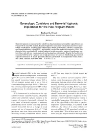 Gynecologic Conditions and Bacterial Vaginosis: Implications for the Non-Pregnant Patient