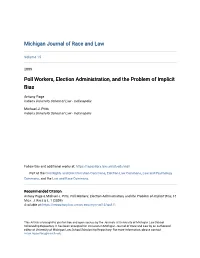 Poll Workers, Election Administration, and the Problem of Implicit Bias