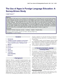 The Use of Apps in Foreign Language Education: a Survey-Driven Study