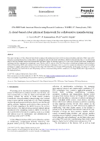 A Cloud-Based Cyber-Physical Framework for Collaborative Manufacturing
