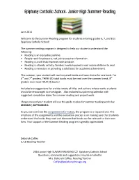 Junior High Summer Reading
