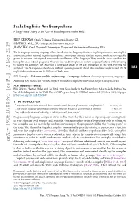 Scala Implicits Are Everywhere a Large-Scale Study of the Use of Scala Implicits in the Wild