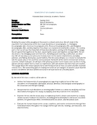 SEMESTER at SEA COURSE SYLLABUS Colorado State