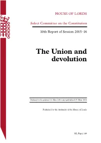 The Union and Devolution