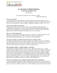 Acceleration of Gifted Students Frequently Asked Questions October 2007 (Last Reviewed 12/16/11)