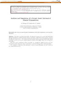 Analysis and Simulation of a Torque Assist Automated Manual Transmission