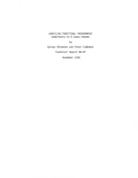 COMPILING FUNCTIONAL PROGRAMMING CONSTRUCTS to a LOGIC ENGINE by Harvey Abramson and Peter Ludemann Technical Report 86-24 November 1986