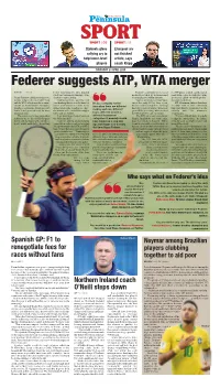 Federer Suggests ATP, WTA Merger