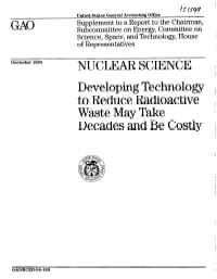 RCED-94-16S Nuclear Science: Developing Technology to Reduce