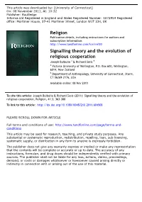 Signalling Theory and the Evolution of Religious Cooperation..Pdf