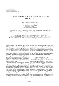 Common Bird Population Changes — 1994 to 2002