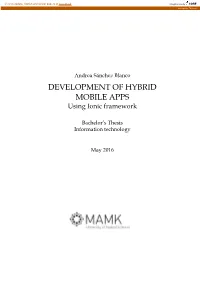DEVELOPMENT of HYBRID MOBILE APPS Using Ionic Framework