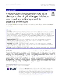 Hyperglycaemic Hyperosmolar State in an Obese Prepubertal Girl with Type