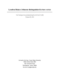 Lyndon Baines Johnson Distinguished Lecture Series